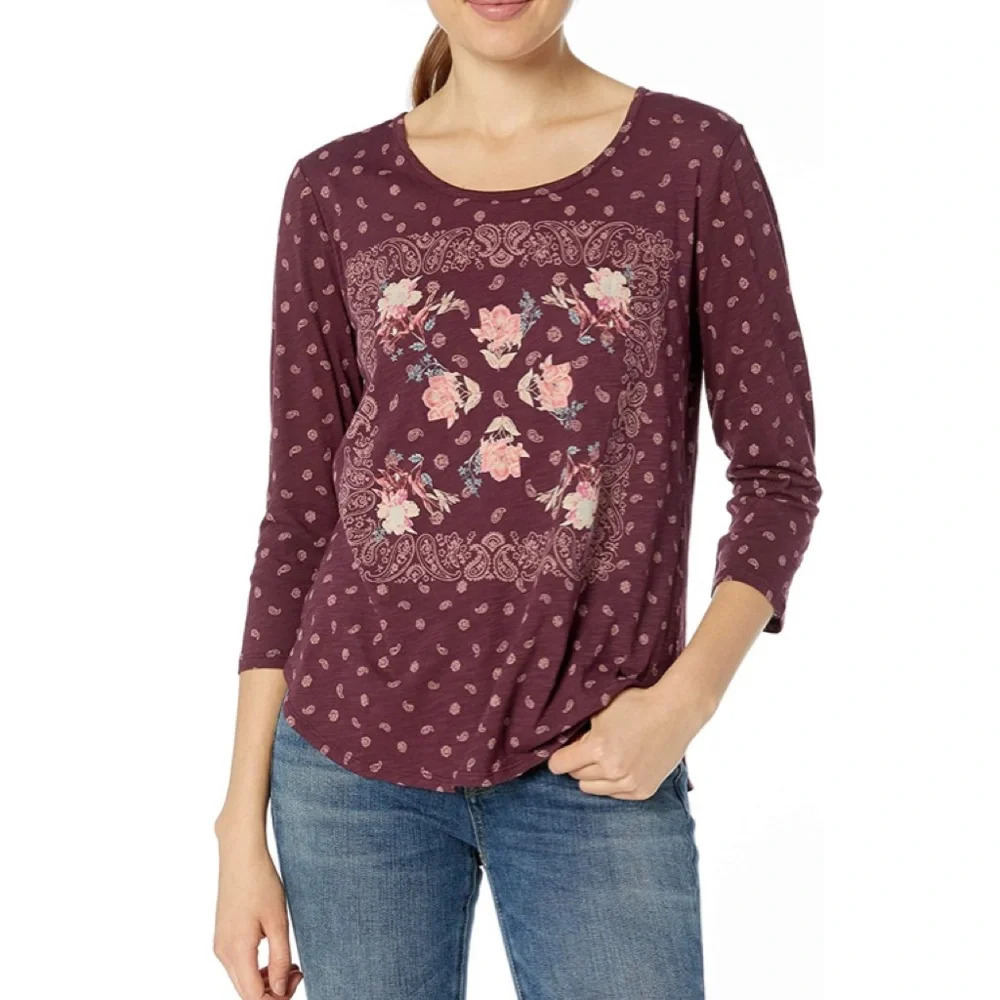 Lucky Brand Matchbox Paisley Print Tee